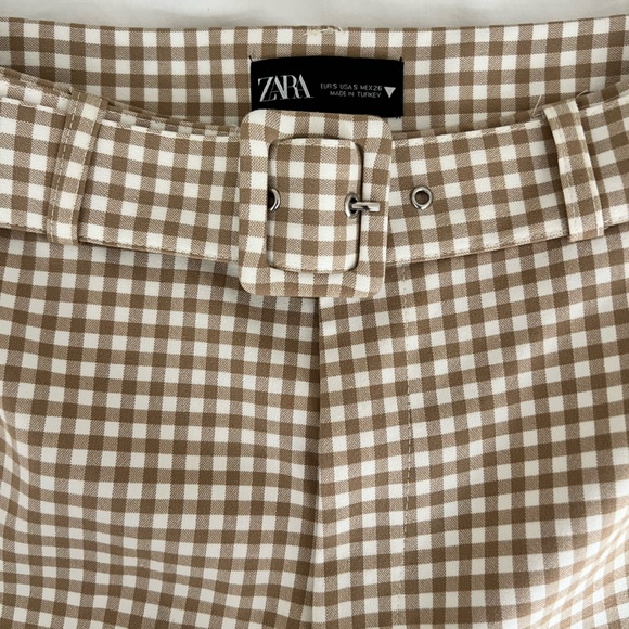 ZARA Gingham Shorts with Belt - Picture 4 of 5